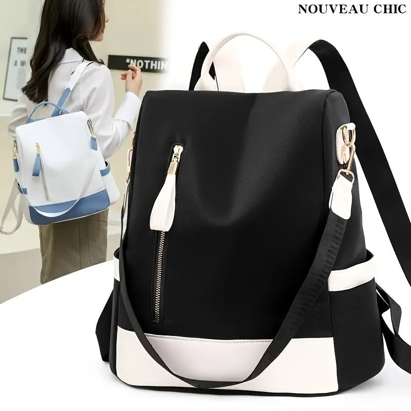 Pink Large-Capacity Travel Backpack & Tote: Lightweight Soft Nylon, Reversible Shoulder Straps, Multiple Pockets, Fits Teens, Students & Commuters. - Image 4
