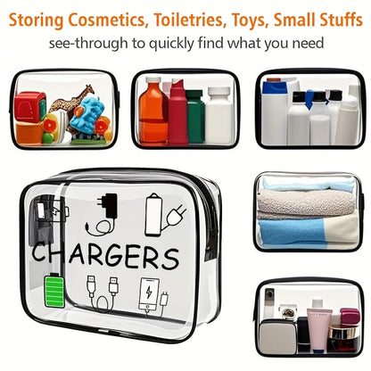 2PCS Fashionable PVC makeup bag, large capacity and easy to clean, with zipper closure. Ideal for travel and daily use, a high-quality storage choice. - Image 4