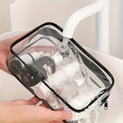 2PCS Fashionable PVC makeup bag, large capacity and easy to clean, with zipper closure. Ideal for travel and daily use, a high-quality storage choice. - Image 6