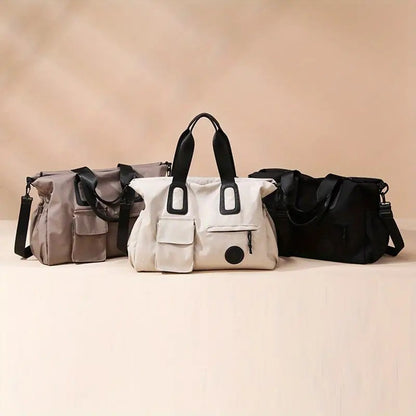 black Large-capacity travel tote bag, lightweight carry-on luggage with shoulder strap, gym bag, portable laptop bag, ideal for short trips, hand-carry style. - Image 3