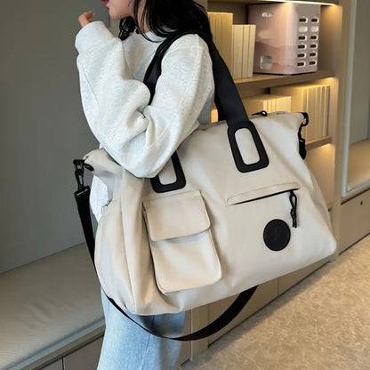 black Large-capacity travel tote bag, lightweight carry-on luggage with shoulder strap, gym bag, portable laptop bag, ideal for short trips, hand-carry style. - Image 8