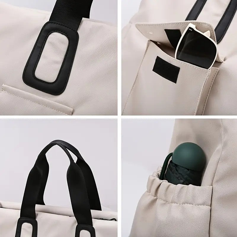 brown Large-capacity travel tote bag, lightweight carry-on luggage with shoulder strap, gym bag, portable laptop bag, ideal for short trips, hand-carry style. - Image 6