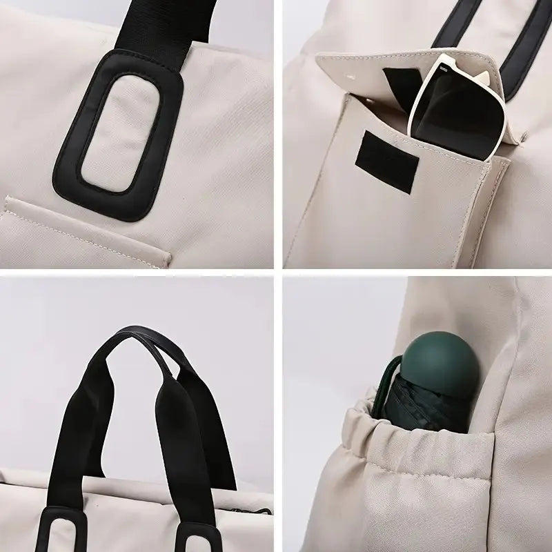 brown Large-capacity travel tote bag, lightweight carry-on luggage with shoulder strap, gym bag, portable laptop bag, ideal for short trips, hand-carry style. - Image 6