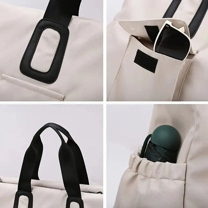 brown Large-capacity travel tote bag, lightweight carry-on luggage with shoulder strap, gym bag, portable laptop bag, ideal for short trips, hand-carry style. - Image 6