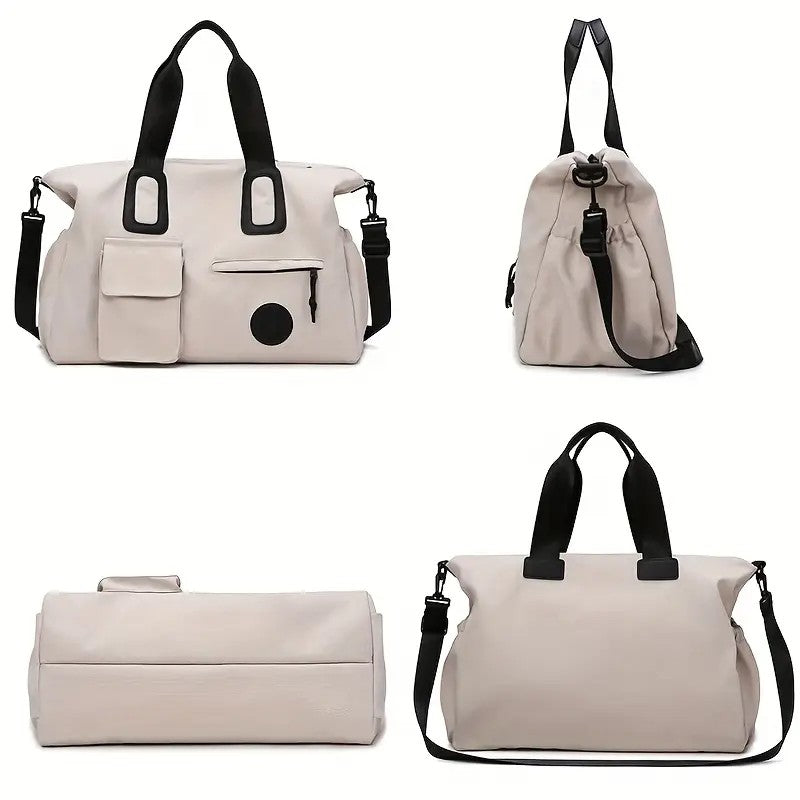 brown Large-capacity travel tote bag, lightweight carry-on luggage with shoulder strap, gym bag, portable laptop bag, ideal for short trips, hand-carry style. - Image 7