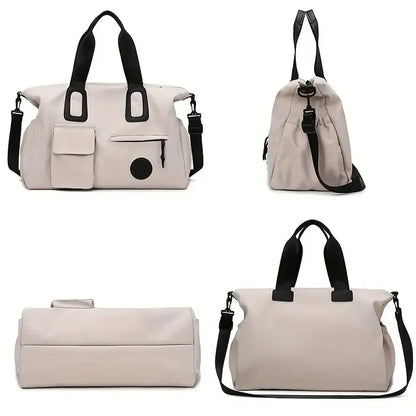 brown Large-capacity travel tote bag, lightweight carry-on luggage with shoulder strap, gym bag, portable laptop bag, ideal for short trips, hand-carry style. - Image 7