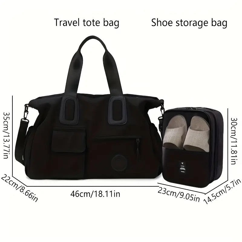 brown Large-capacity travel tote bag, lightweight carry-on luggage with shoulder strap, gym bag, portable laptop bag, ideal for short trips, hand-carry style. - Image 9