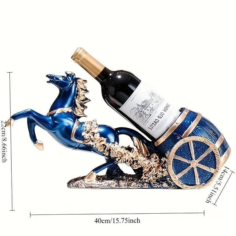 golden Freestanding Luxury Wine Rack, Stable Partitioned Storage, Hand-Carved "Success at First Attempt" Horse, Housewarming Gift - Image 3