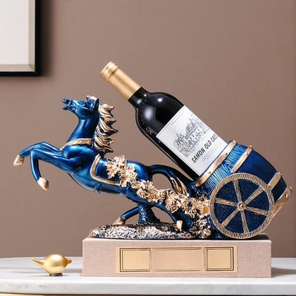 golden Freestanding Luxury Wine Rack, Stable Partitioned Storage, Hand-Carved "Success at First Attempt" Horse, Housewarming Gift - Image 4