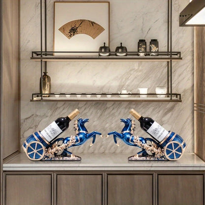 golden Freestanding Luxury Wine Rack, Stable Partitioned Storage, Hand-Carved "Success at First Attempt" Horse, Housewarming Gift - Image 7