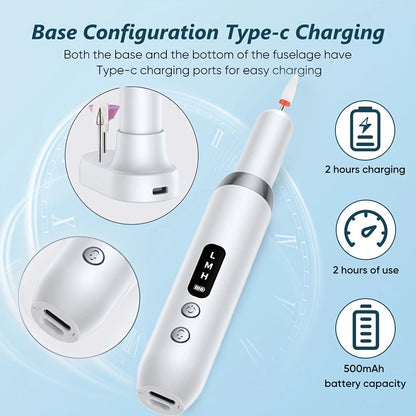 White  Wireless Charging Nail Drill, 3-Speed Adjustable, Professional-Level Care in One Tool - Image 5