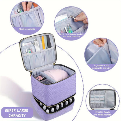 purple  Double‑layer woven storage, scientifically organized with large capacity—Professional Nail Tool Carry‑on Bag, keeping tools perfectly ordered. - Image 3
