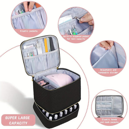 BLUE Double‑layer woven storage, scientifically organized with large capacity—Professional Nail Tool Carry‑on Bag, keeping tools perfectly ordered. - Image 2
