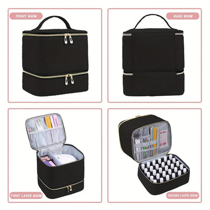 BLUE Double‑layer woven storage, scientifically organized with large capacity—Professional Nail Tool Carry‑on Bag, keeping tools perfectly ordered. - Image 3
