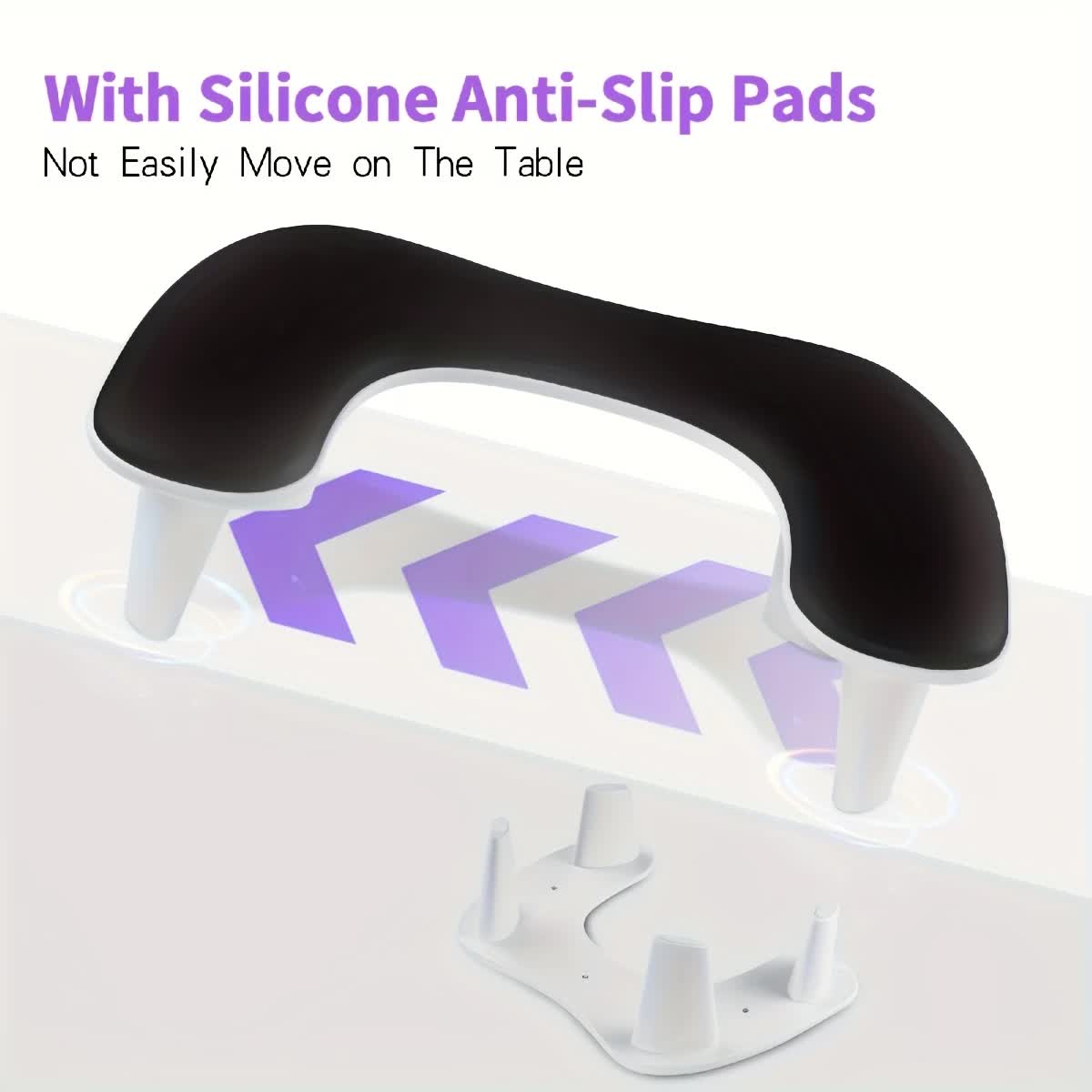 Pink This handheld nail care device integrates a U-shaped pillow and comes with a portable detachable stand. Designed with an inclined PU material and a sturdy base, it is crafted for both comfort and portability. - Image 2