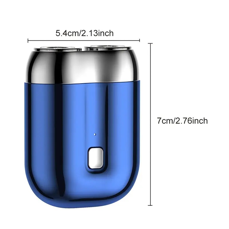 Blue Men's Mini Electric Shaver, with USB-C Fast Charging, detachable dual-head system, portable design ideal for travel and business trips. - Image 5