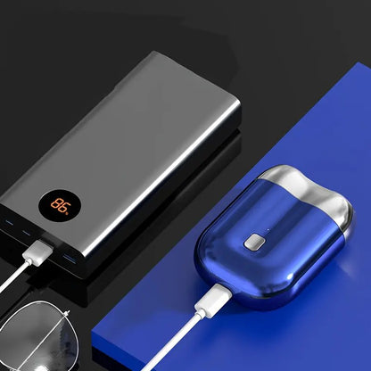Blue Men's Mini Electric Shaver, with USB-C Fast Charging, detachable dual-head system, portable design ideal for travel and business trips. - Image 8