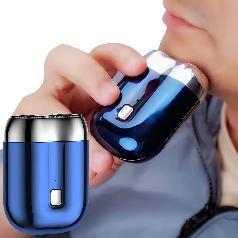 Green Men's Mini Electric Shaver, with USB-C Fast Charging, detachable dual-head system, portable design ideal for travel and business trips. - Image 2