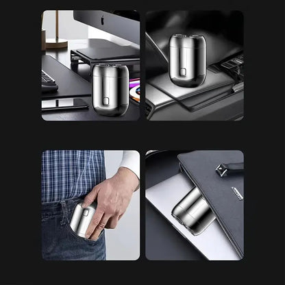 Green Men's Mini Electric Shaver, with USB-C Fast Charging, detachable dual-head system, portable design ideal for travel and business trips. - Image 5