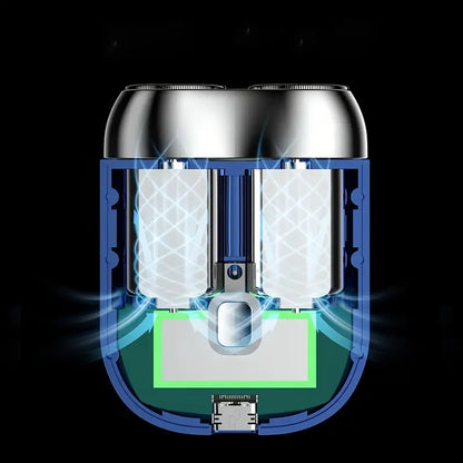 Green Men's Mini Electric Shaver, with USB-C Fast Charging, detachable dual-head system, portable design ideal for travel and business trips. - Image 6