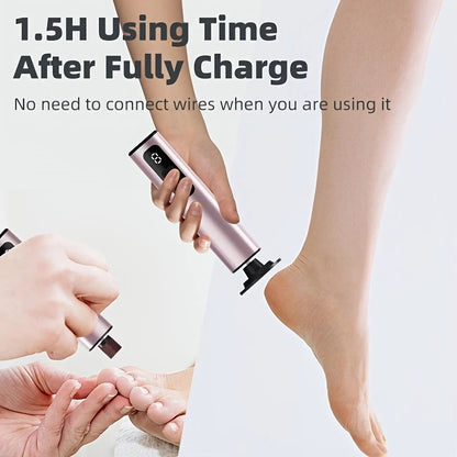 Grey Electric Foot File: 3-Speed Adjustable Nano-Level Filing, Type-C Fast Charge, Long Battery Life, Washable & Replaceable Heads, At-Home & Travel Foot Renewal Care - Image 3