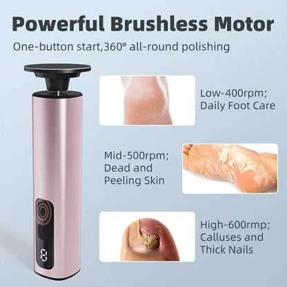 rose gold  Electric Foot File: 3-Speed Adjustable Nano-Level Filing, Type-C Fast Charge, Long Battery Life, Washable & Replaceable Heads, At-Home & Travel Foot Renewal Care - Image 2