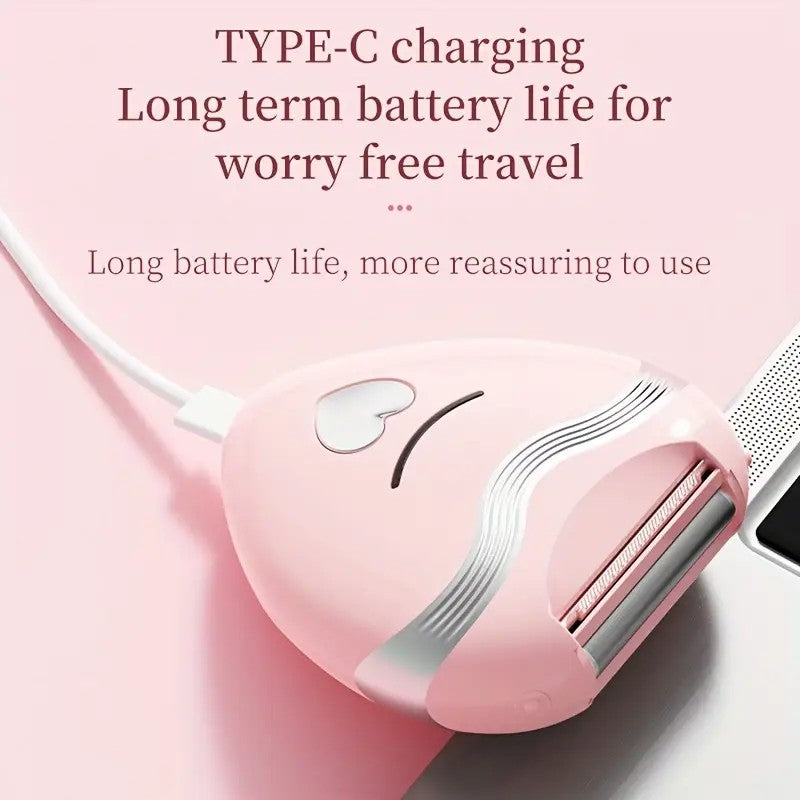 pink 3-in-1 Women's Electric Hair Remover, suitable for both dry and wet use. Designed for bikini, eyebrows, face, and underarms. Portable, rechargeable, cordless, gentle yet effective. - Image 6