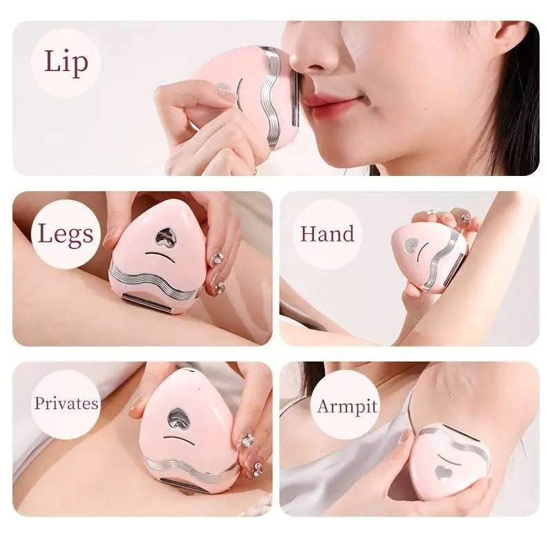 WHITE  3-in-1 Women's Electric Hair Remover, suitable for both dry and wet use. Designed for bikini, eyebrows, face, and underarms. Portable, rechargeable, cordless, gentle yet effective. - Image 3