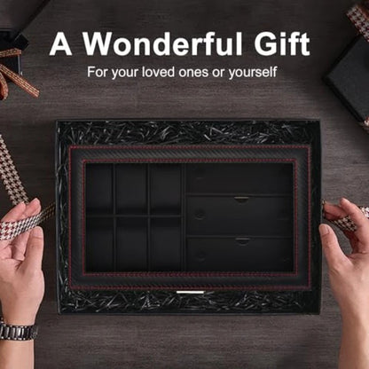 Men's Watch and Glasses Storage Box: Transparent Lid, Zoned Storage, Multi-slot Protection for Watches and Accessories - Image 5