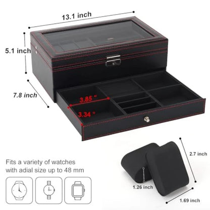 Men's Watch and Glasses Storage Box: Transparent Lid, Zoned Storage, Multi-slot Protection for Watches and Accessories - Image 6