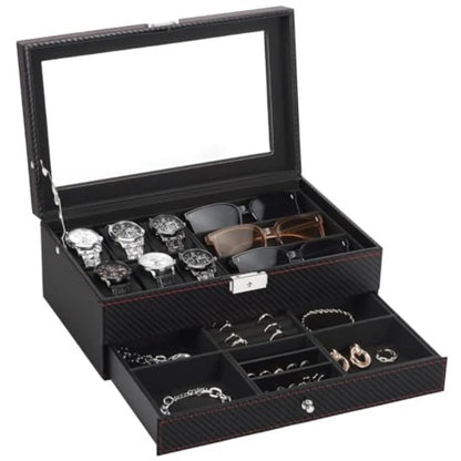 Men's Watch and Glasses Storage Box: Transparent Lid, Zoned Storage, Multi-slot Protection for Watches and Accessories - Image 7