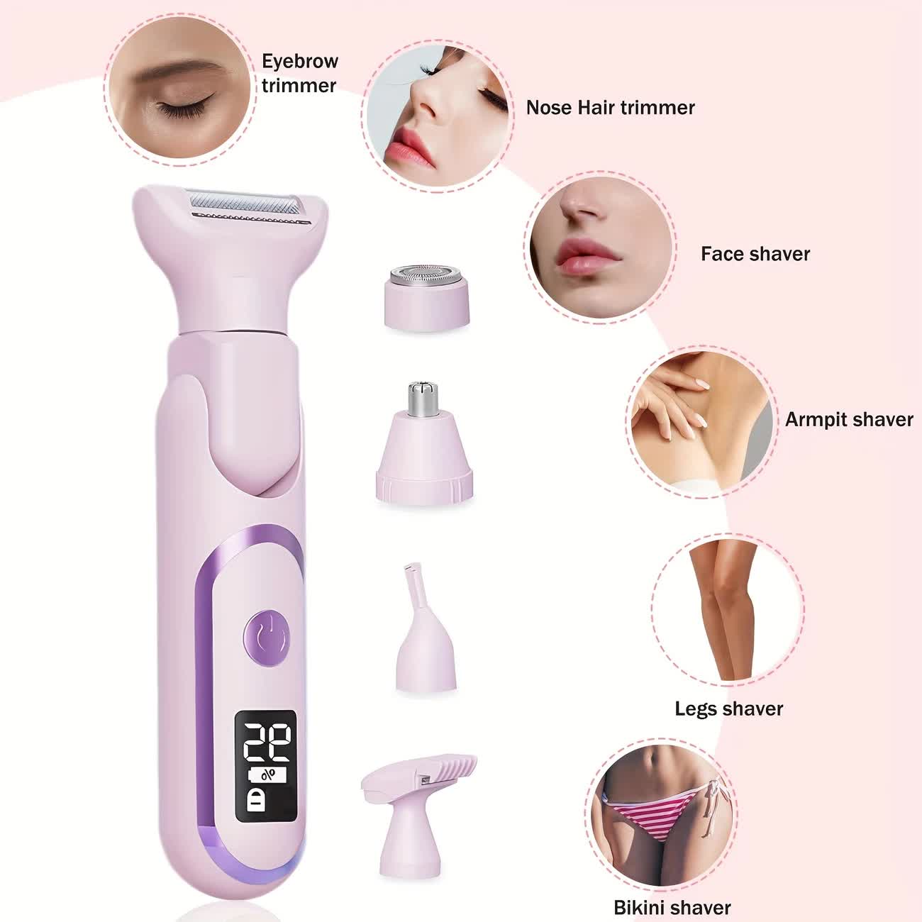 Women's Whole Body Electric Hair Removal Device, Painless Hair Removal, Type-C Fast Charging .pink - Image 8