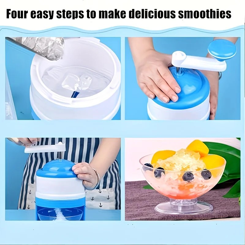 1 Multi-Function Shaved Ice Machine and Snow Ice Maker – Compact Manual Ice Shaver with Smoothie and Milkshake Making Functions. blue - Image 4
