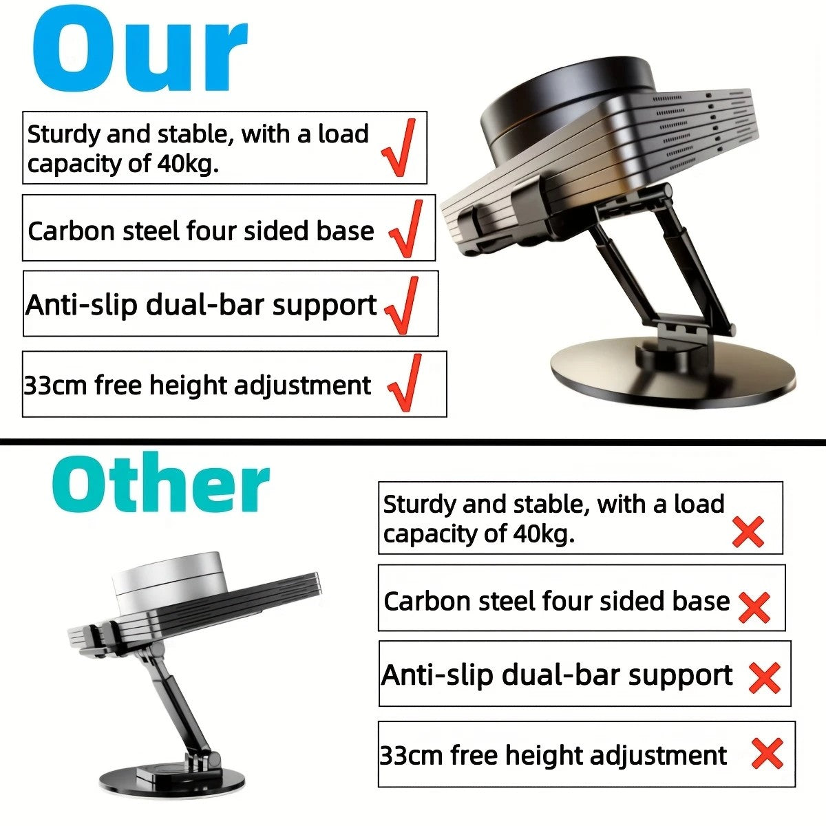 All-round Rotation, Rock-solid on Desktop —— Free Height Adjustment, One Stand for All Scenarios - Image 7