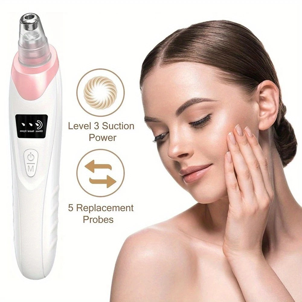 Blackhead Cleansing Device: 5 Nozzles for Full Face, 3 Suction Levels for Targeted Cleansing - Image 2