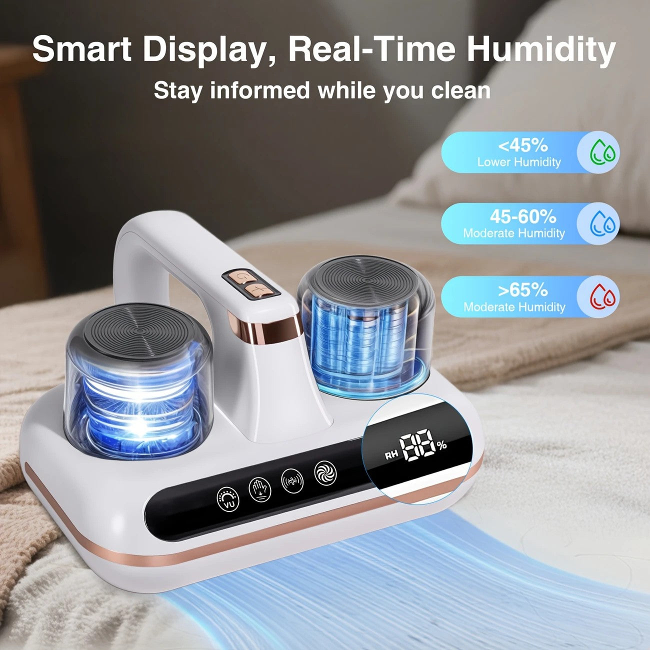 Wireless Intelligent Anti-Mite Cleaner: 10000Pa Super Suction, Dual Washable Dust Cups - Image 2