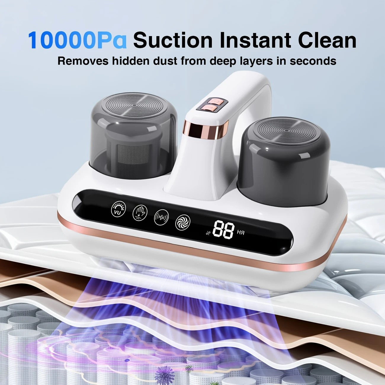 Wireless Intelligent Anti-Mite Cleaner: 10000Pa Super Suction, Dual Washable Dust Cups - Image 4