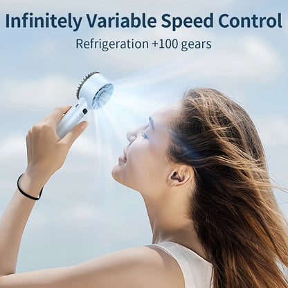 White Hurricane Ice-Bag High-Speed Fan｜100-Speed Adjustable, Second-Level Cooling, Lightweight and Portable Summer Travel Essential - Image 4