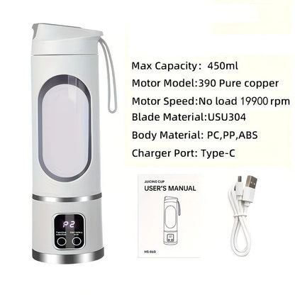 （white)Portable USB Charging Blender & Juicer - Easy to Clean, Suitable for Fruit and Vegetable Drinks, Smoothies - Capacity Ranging from 10.14 oz to 16.91 oz - Image 6
