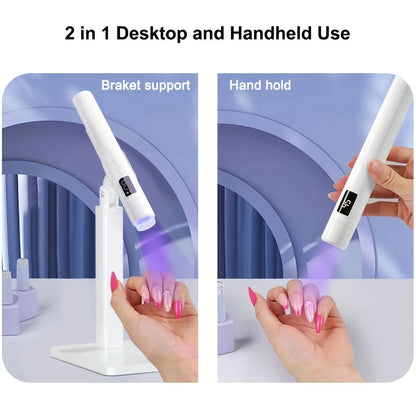 2-in-1 Nail Lamp: Handheld & Stand, 6-LED Fast Dry, Type-C Fast Charge, Smart Timer, Home/Travel DIY Nail Art Essential - Image 3