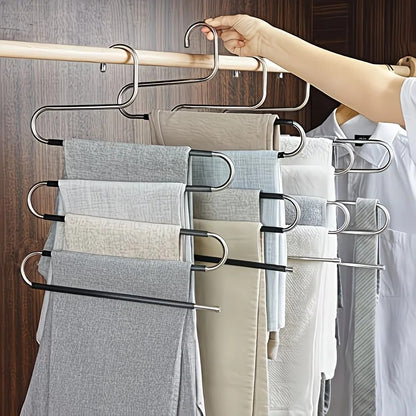 3 Pack Multi-Layer Stainless Steel Metal Pants Hangers, Bedroom Storage, S-Shaped Anti-Slip No-Mark, Space Saving, Closet Storage Rack, Pants Jeans Scarves Hanging, Black Version - Image 3