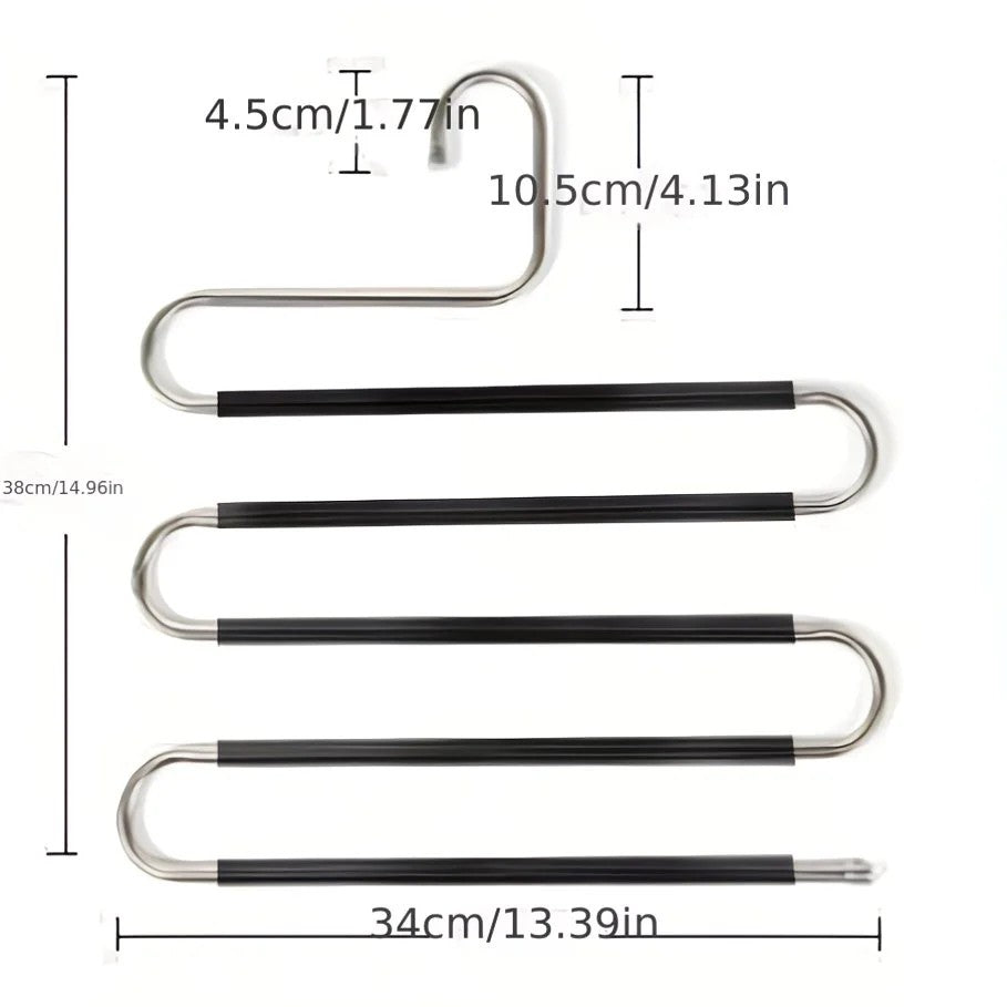 3 Pack Multi-Layer Stainless Steel Metal Pants Hangers, Bedroom Storage, S-Shaped Anti-Slip No-Mark, Space Saving, Closet Storage Rack, Pants Jeans Scarves Hanging, Black Version - Image 9