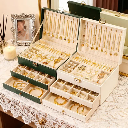 BLACK Multi - layer Jewelry Storage Box: Velvet Lining, Three - layer Zoning, Double - drawer Storage for Accessories - Image 9