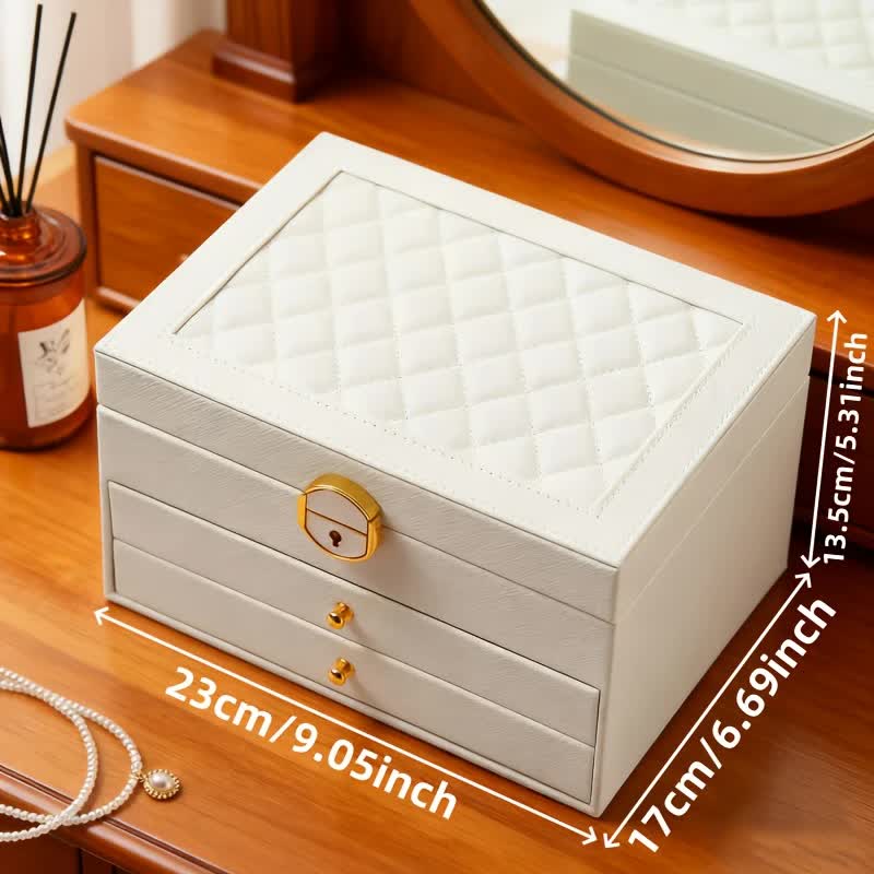 Dark green Multi - layer Jewelry Storage Box: Velvet Lining, Three - layer Zoning, Double - drawer Storage for Accessories - Image 5