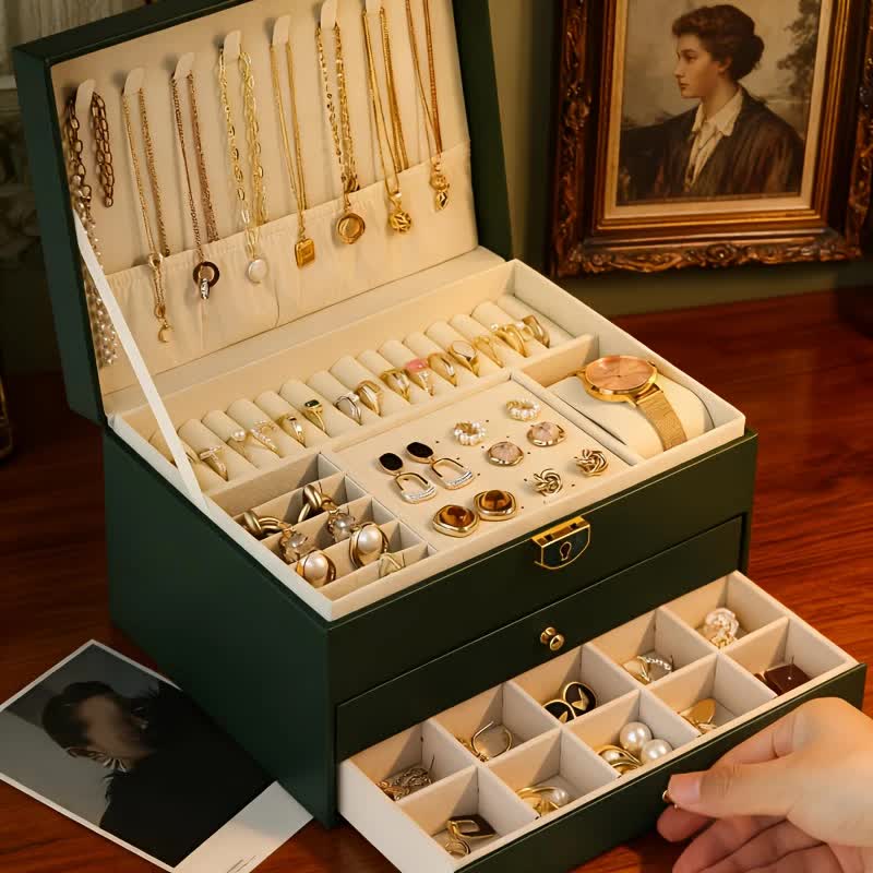 Pink Multi - layer Jewelry Storage Box: Velvet Lining, Three - layer Zoning, Double - drawer Storage for Accessories - Image 6