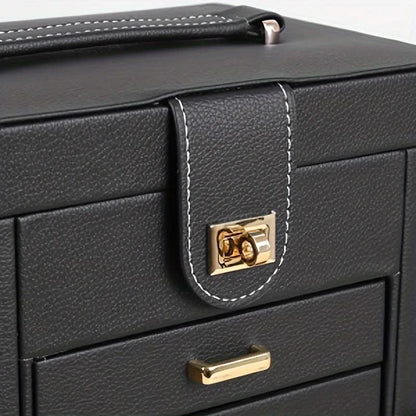 Women's Multi-functional Jewelry Box: Built-in Mirror, Multi-layer Drawer Storage, Side Hooks to Prevent Tangling and Protect Accessories.White - Image 9