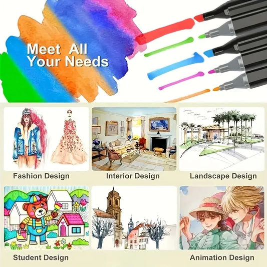 36-color dual-tip markers, featuring fine and broad tips, quick-drying, suitable for student drawing and hand sketching, offering smooth color application and no bleed-through on paper. - Image 5
