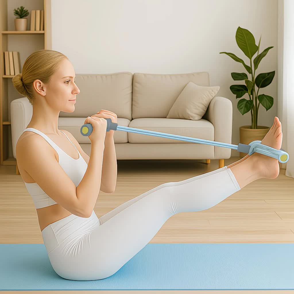 Home-use six-tube resistance band with non-slip pedals and quiet rebound. Targets multiple muscle groups for full-body fat burning, shaping, and stretching. Portable and suitable for all.PINK - Image 8