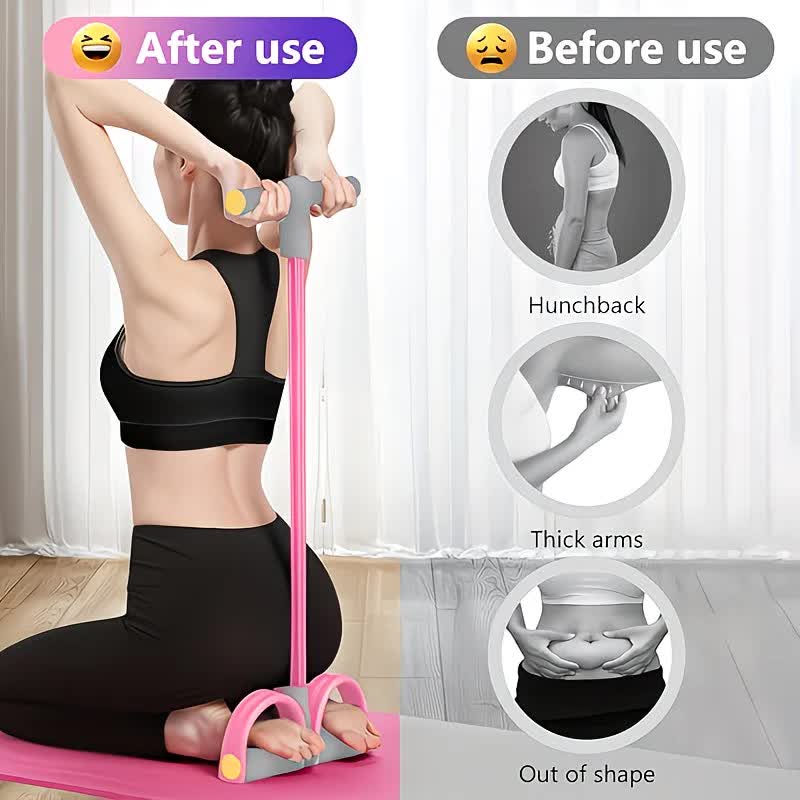 SKY blue Home-use six-tube resistance band with non-slip pedals and quiet rebound. Targets multiple muscle groups for full-body fat burning, shaping, and stretching. Portable and suitable for all. - Image 2