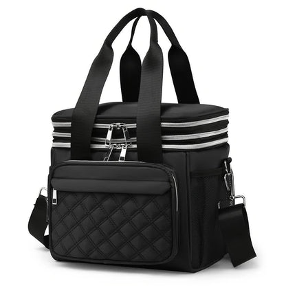 Large Capacity Travel Bag / Lunch Bag. Expandable 5cm, Multi-Compartment Storage, Hand/Shoulder Carry, Multi-Color Portable for Trips.black